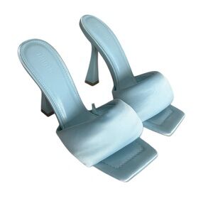 Forever 21 Sexy Light Blue Square Toe Padded Mule Heels Women’s Size 8